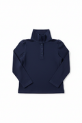 Navy Blue Long Sleeve Polo - Clean Product Shot