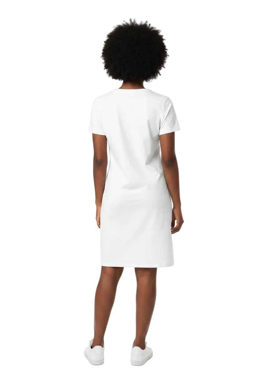 Peace & Progress White T-Shirt Dress Back View
