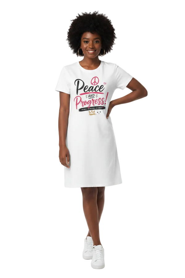 Peace and Progress T‑Shirt Dress — Inspired Graphic Tee Dress