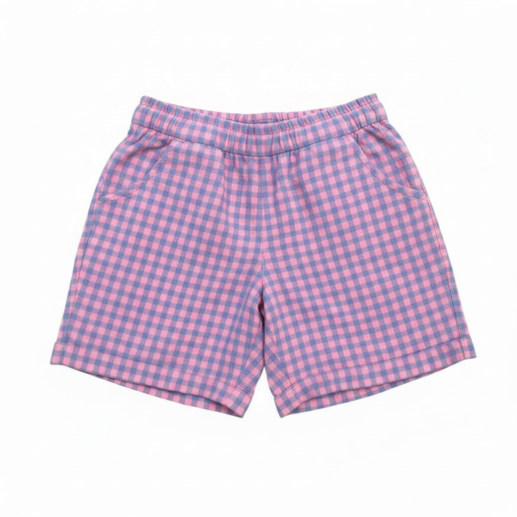 Pink Gingham Shorts - Clean Product Shot