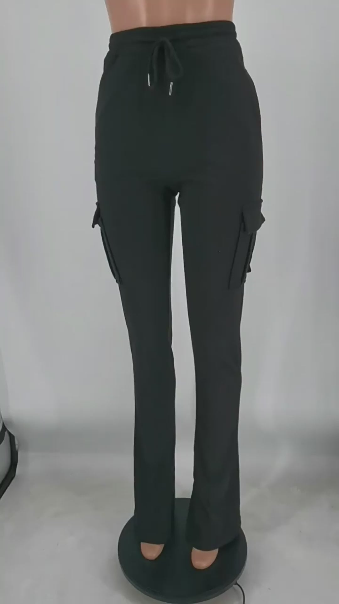 Cargo Pants With Pockets High Waist Drawstring Wide Leg Straight Trousers For Women Overalls