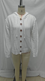 Women's Relaxed Fit Hooded Cardigan - Casual Loose Knit Sweater Jacket for Daily Wear thumbnail 3