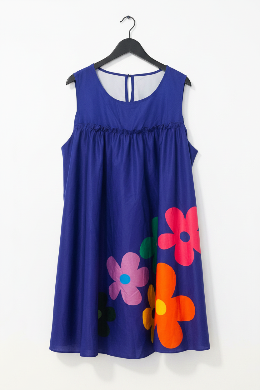 Royal Blue Floral Dress - No Model