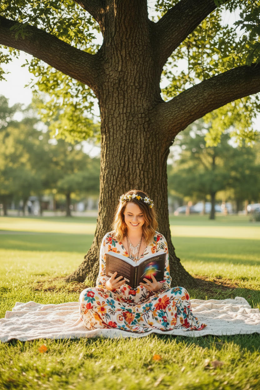 Spiritual Boho Woman Reading