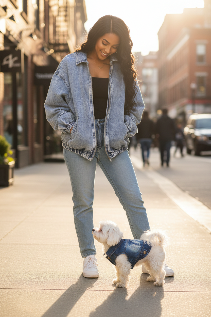 Twinning in Denim: Human & Pup Edition