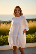 White Linen Bubble Dress TikTok Visual