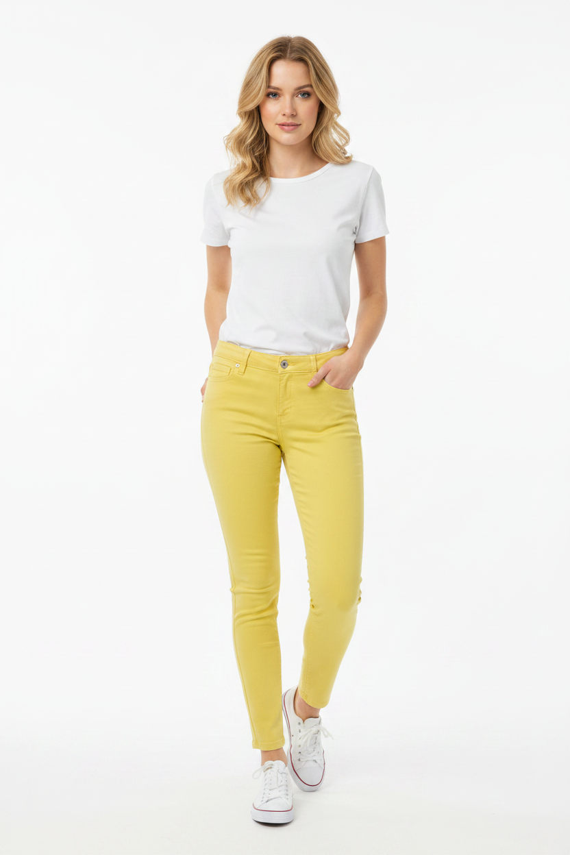 Yellow Skinny Ankle Pants Styled Look